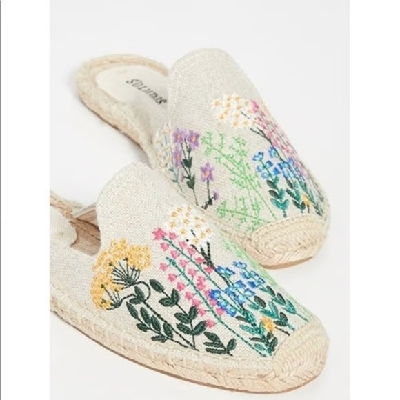 Anthropologie Soludos Wildflower Mules in Light Sand size 9.5 - Picture 2 of 9